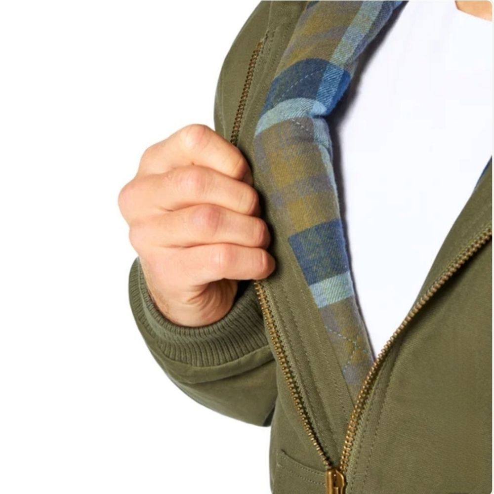 WOOLRICH Green Label Mens XL Canvas Hooded Work Jacket Flannel Lined Heavyweight - Picture 4 of 5
